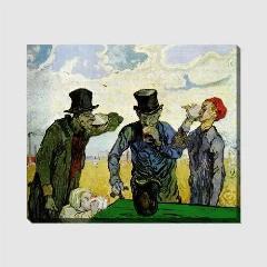 Картина на холсте Выпивающие (The Drinkers) Ван Гог Винсент,, черный, оливковый, серый, бежевый