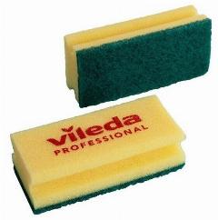 Набор губок для мытья посуды Vileda Professional Средняя жесткость 150х70х45 мм 10 штук в упаковке желтые/зеленый абразив