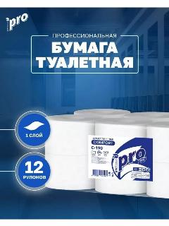 Туалетная бумага PROtissue С190 для диспенсера 1-слойная белая 12 рулонов по 200 метров