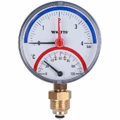 Радиальный термоманометр WATTS d=80 мм, до 120'С, до 4 бар F+R828