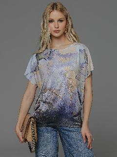 Футболка SAHAR, белый/фиолетовый/золотой/серый, 46-48